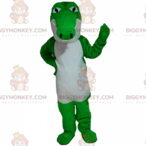 Neonvihreä ja valkoinen krokotiili BIGGYMONKEY™ maskottiasu - Krokotiilin maskotti - BIGGYMONKEY_015550 - BiggyMonkey.com