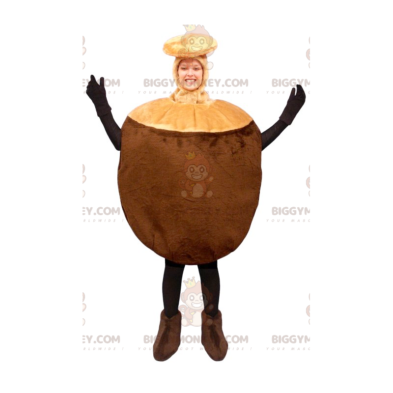 Costume de mascotte BIGGYMONKEY™ de noix de coco marron géante Costume de mascotte BIGGYMONKEY™ de noix de coco marron géante