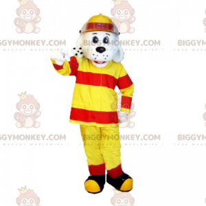 BIGGYMONKEY™ Maskotdräkt Dalmatiner i gul brandmansdräkt -