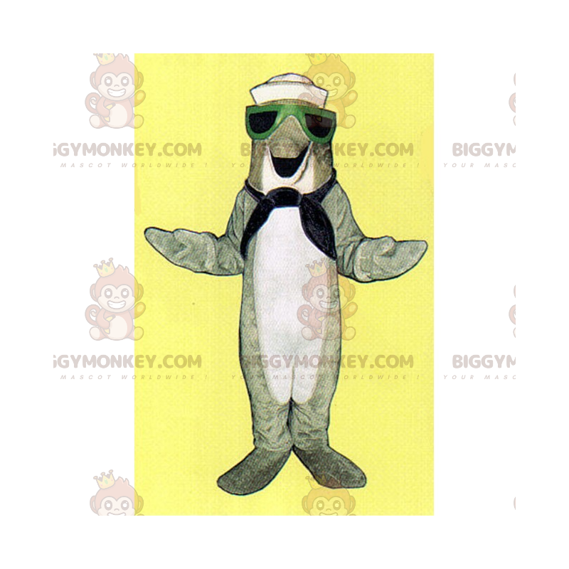 BIGGYMONKEY™ maskottiasu Harmaa delfiini merimiesasussa - BIGGYMONKEY™ maskottiasu Harmaa delfiini merimiesasussa -
