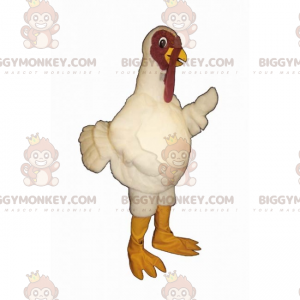 Traje de mascote da Turquia BIGGYMONKEY™ com plumagem branca –