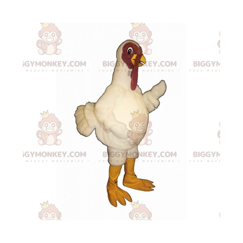 Tyrkiet BIGGYMONKEY™ maskotkostume med hvid fjerdragt - Uklassificerede maskoter - BIGGYMONKEY_015585 - BiggyMonkey.com
