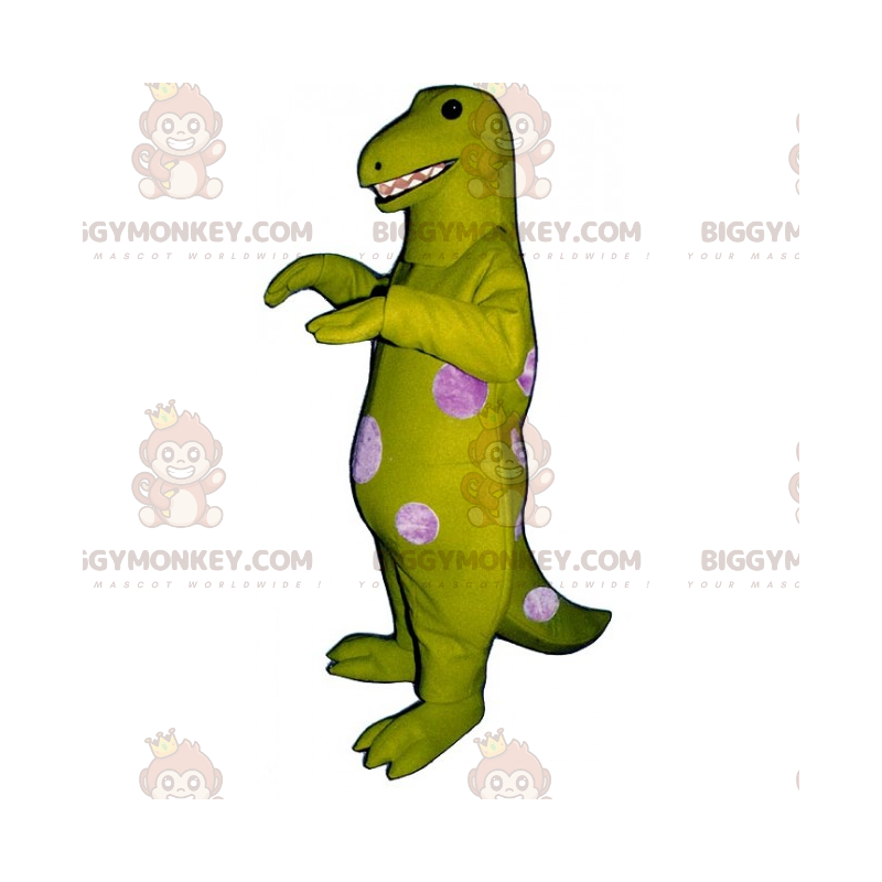 Kostium maskotki BIGGYMONKEY™ zielony dinozaur w różowe kropki Kostium maskotki BIGGYMONKEY™ zielony dinozaur w różowe kropki