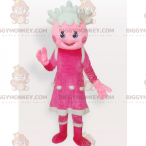 Pink and White Doll Girl BIGGYMONKEY™ Mascot Costume -