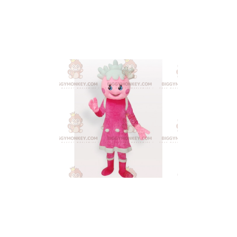Costume mascotte BIGGYMONKEY™ da bambola rosa e bianca - Costume mascotte BIGGYMONKEY™ da bambola rosa e bianca -