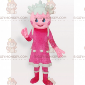 Rosa und weißes Puppenmädchen BIGGYMONKEY™ Maskottchenkostüm - Maskottchen für Jungen und Mädchen - BiggyMonkey.com