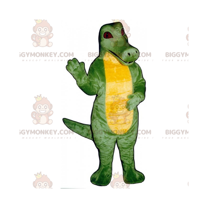 BIGGYMONKEY™ Mascottekostuum Geelbuikige dino met rode ogen - Dinosaur mascottes - BIGGYMONKEY_015590 - BiggyMonkey.com