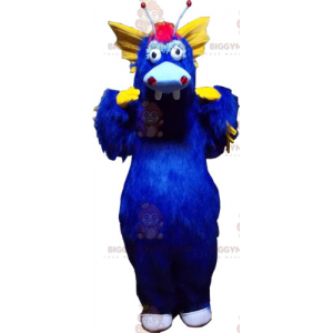 Costume de mascotte BIGGYMONKEY™ de dino bleu et jaune -