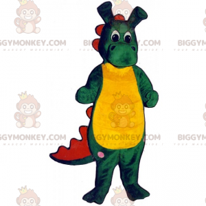 BIGGYMONKEY™ Mascot Costume Green and Yellow Dinosaur with Long