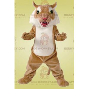 Brauner und weißer Tiger BIGGYMONKEY™ Maskottchen-Kostüm Gepard