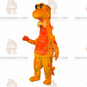 Kostium maskotki żółtego dinozaura BIGGYMONKEY™ z muszką -