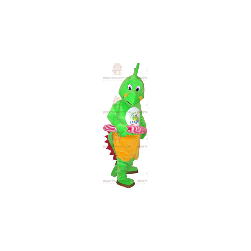 Dinosaur BIGGYMONKEY™ maskottiasu vaaleanpunaisella poijulla - Dinosaur BIGGYMONKEY™ maskottiasu vaaleanpunaisella poijulla -