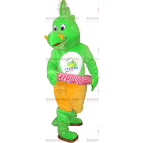 Dinosaurier-BIGGYMONKEY™-Maskottchen-Kostüm mit rosafarbener