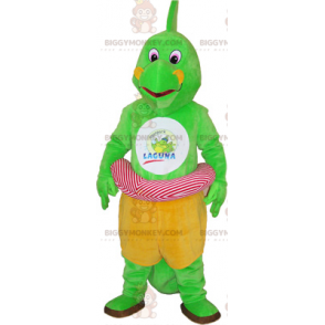 Dinosaur BIGGYMONKEY™ maskotdräkt med rosa boj - BiggyMonkey
