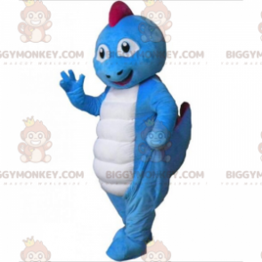 BIGGYMONKEY™ Maskotkostume Blå Dinosaur med Pink Crest - Dinosaurmasker - BIGGYMONKEY_015627 - BiggyMonkey.com