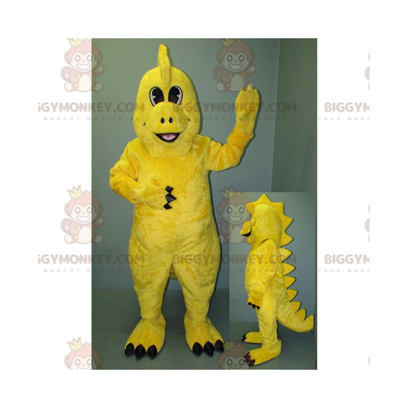 Hymyilevä keltainen dinosaurus BIGGYMONKEY™ maskottiasu - Hymyilevä keltainen dinosaurus BIGGYMONKEY™ maskottiasu -