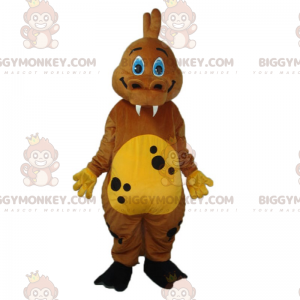 Smiling Dinosaur BIGGYMONKEY™ Mascot Costume With Sharp Teeth –