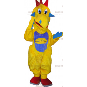 Costume de mascotte BIGGYMONKEY™ de dinosaure jaune avec un