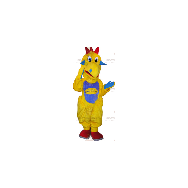 BIGGYMONKEY™ Mascot Costume Yellow Dinosaur with Blue Belly – BIGGYMONKEY™ Mascot Costume Yellow Dinosaur with Blue Belly –