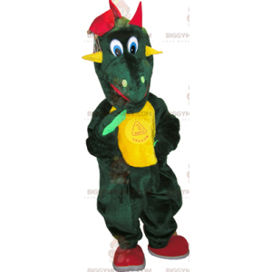 BIGGYMONKEY™ Mascot Costume Green Dinosaur with Yellow Belly –