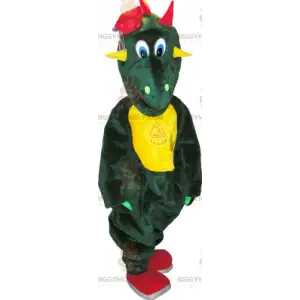 Disfraz de mascota BIGGYMONKEY™ Dinosaurio verde con barriga