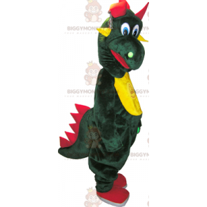 BIGGYMONKEY™ Maskotdräkt Grön dinosaurie med gul mage -