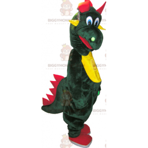BIGGYMONKEY™ Maskotdräkt Grön dinosaurie med gul mage -