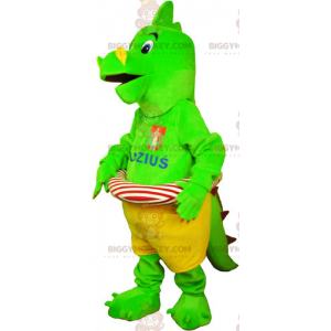 Green Dinosaur BIGGYMONKEY™ Mascot Costume With Buoy -
