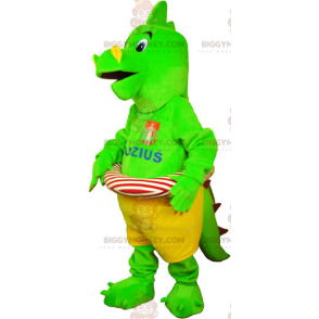 Costume de mascotte BIGGYMONKEY™ de dinosaure vert avec sa