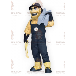 BIGGYMONKEY™ Handyman Worker Man In Overalls Mascot Costume -