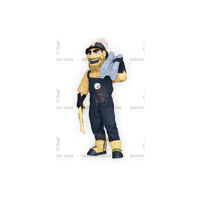 BIGGYMONKEY™ Handyman Worker Mand i overalls maskotkostume - Mænds maskoter - BIGGYMONKEY_01908 - BiggyMonkey.com