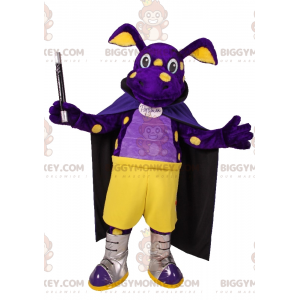 Costume de mascotte BIGGYMONKEY™ de dinosaure violet en tenue