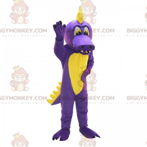 Lila und gelber Dinosaurier BIGGYMONKEY™ Maskottchen-Kostüm -