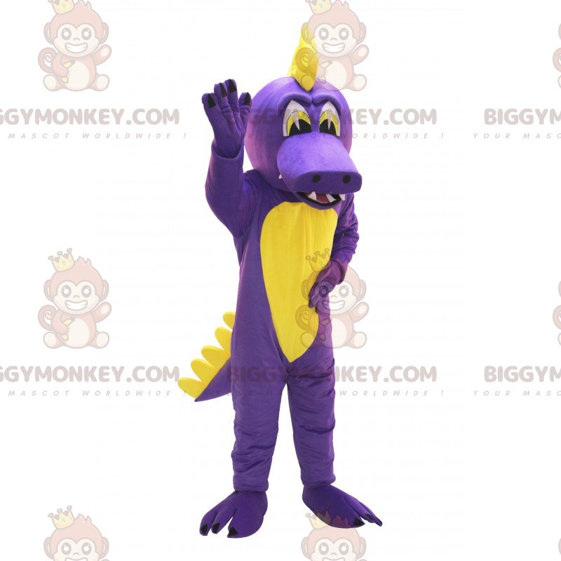 Mascote de dinossauro roxo gigante engraçado - Cortar L (175-180CM)