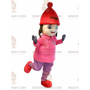 BIGGYMONKEY™ Brown Girl In Ski Outfit Mascot Costume -