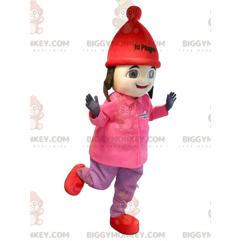 BIGGYMONKEY™ Ruskea tyttöjen hiihtoasu maskottiasu - BIGGYMONKEY™ Ruskea tyttöjen hiihtoasu maskottiasu -