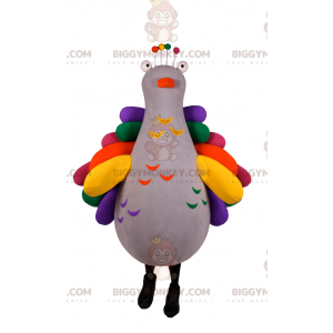Costume de mascotte BIGGYMONKEY™ d'oiseau gris avec ailes