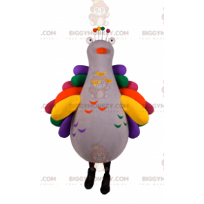 BIGGYMONKEY™ Maskottchenkostüm Grauer Vogel mit