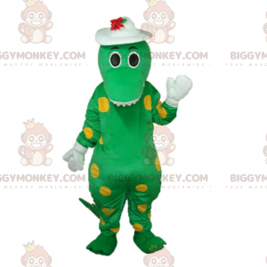 Costume da mascotte drago BIGGYMONKEY™ con cappello a fiori -
