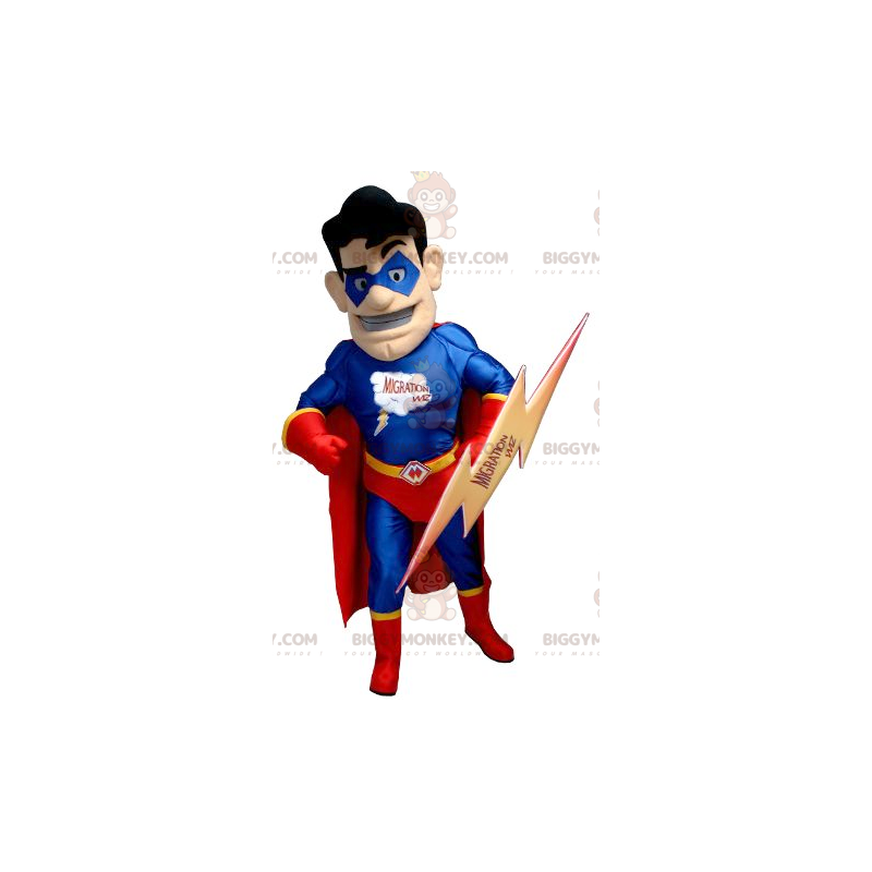 Costume da mascotte da supereroe BIGGYMONKEY™ in abito rosso e Costume da mascotte da supereroe BIGGYMONKEY™ in abito rosso e