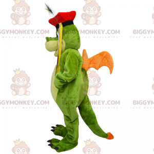 Traje de mascote de dragão BIGGYMONKEY™ com boina vermelha –