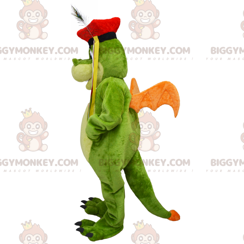 Dragon BIGGYMONKEY™ maskotdräkt med röd basker - BiggyMonkey