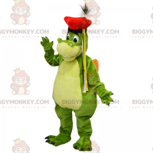 Dragon BIGGYMONKEY™ Maskottchenkostüm mit roter Baskenmütze -