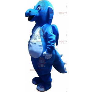Traje de mascote de dragão azul e branco BIGGYMONKEY™ –