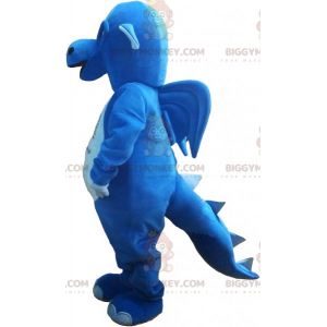 Disfraz de mascota dragón azul y blanco BIGGYMONKEY™ -