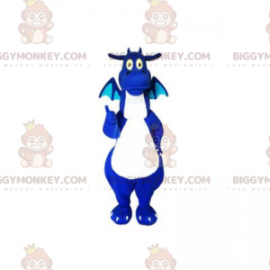 Blau-weißer Drache BIGGYMONKEY™ Maskottchen-Kostüm -