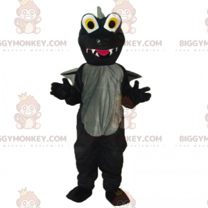 Costume de mascotte BIGGYMONKEY™ de dragon noir et gris avec de