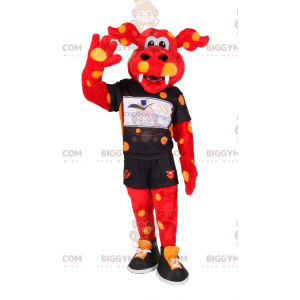 BIGGYMONKEY™ Mascot Costume Orange Dragon and Yellow Spot