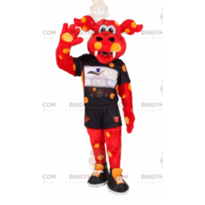 BIGGYMONKEY™ Mascot Costume Orange Dragon and Yellow Spot