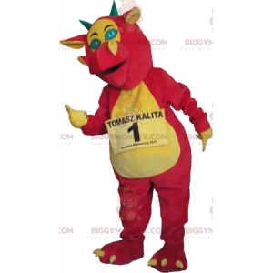 Costume de mascotte BIGGYMONKEY™ de dragon rose et jaune -